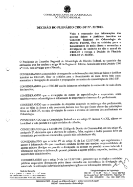 DECISÃO DO PLENÁRIO CRO
