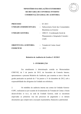 Tomada de Contas Anual - Minist&eacute;rio das Rela&ccedil;&otilde;es Exteriores