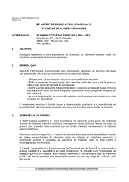 RELATÓRIO DE ENSAIO N° QUI/L-229.620/1/A/13 ETIQUETAS DE