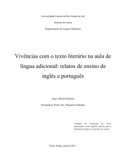 Viv&ecirc;ncias com o texto liter&aacute;rio na aula de l&iacute;ngua adicional: relatos