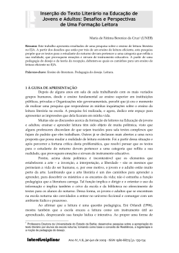 Inser&ccedil;&atilde;o do Texto Liter&aacute;rio na Educa&ccedil;&atilde;o de Jovens e Adultos