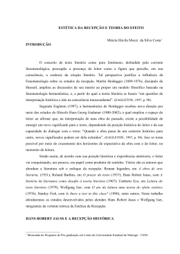 EST&Eacute;TICA DA RECEP&Ccedil;&Atilde;O E TEORIA DO EFEITO