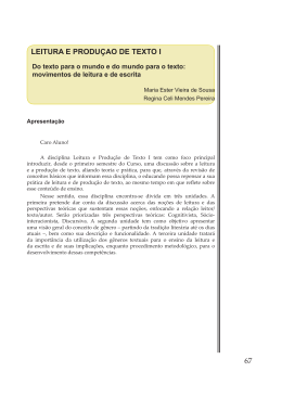 Leitura e Produ&ccedil;&atilde;o de Texto I
