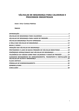 v&aacute;lvulas de seguran&ccedil;a para caldeiras e processos