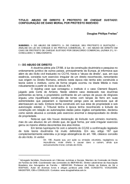 ABUSO DE DIREITO E PROTESTO DE CHEQUE SUSTADO