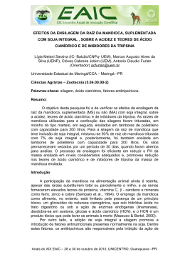 efeitos da ensilagem da raíz da mandioca, suplementada com soja