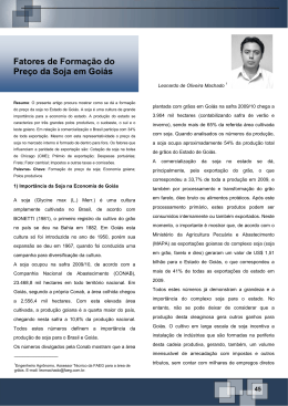 Fatores de forma&ccedil;&atilde;o do pre&ccedil;o da soja em Goi&aacute;s