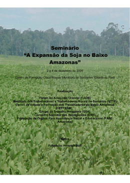 Semin&aacute;rio &ldquo;A Expans&atilde;o da Soja no Baixo Amazonas&rdquo;
