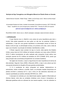 Nutri&ccedil;&atilde;o de Soja Transg&ecirc;nica com Nitrog&ecirc;nio Mineral em Plantio