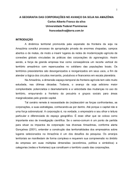 a geografia das corpora&ccedil;&otilde;es no avan&ccedil;o da soja na amaz&ocirc;nia