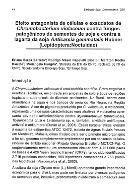 Efeito antagonista de c&eacute;lulas e exsudatos de - Ainfo