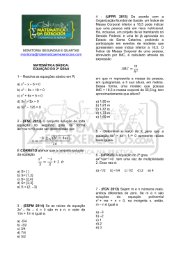 Lista 5 - Equa&ccedil;&atilde;o do 2&ordm; Grau