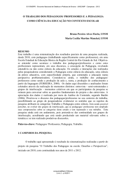 o trabalho dos pedagogos/ professores e a pedagogia como ci&ecirc;ncia