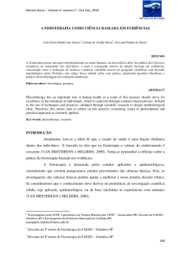 A FISIOTERAPIA COMO CI&Ecirc;NCIA BASEADA EM EVID&Ecirc;NCIAS