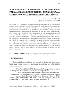 A PESQUISA E O ENFERMEIRO COM QUALIDADE FORMAL E