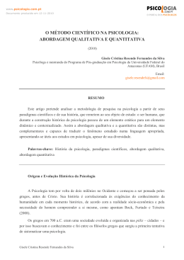 o m&eacute;todo cient&iacute;fico na psicologia: abordagem qualitativa e quantitativa