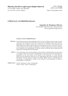 CIÊNCIA E ANTROPOLOGIAS