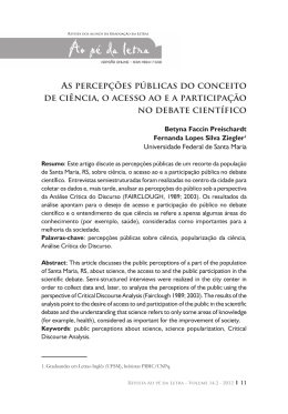As percep&ccedil;&otilde;es do conceito de ci&ecirc;ncia, o acesso ao e a participa&ccedil;&atilde;o