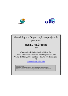 Metodologia e Organização do projeto de pesquisa (GUIA PRÁTICO)