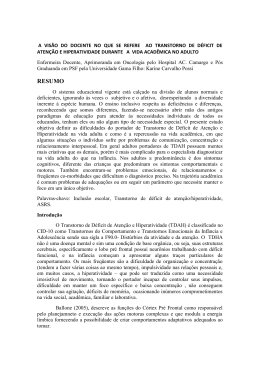 a vis&atilde;o do docente no que se refere ao transtorno de d&eacute;ficit de