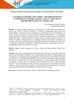 &ldquo;a teoria econ&ocirc;mica do crime&rdquo;: dos pressupostos