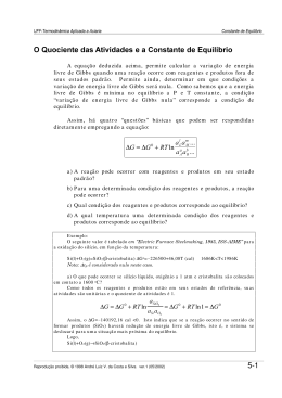 5-1 O Quociente das Atividades e a Constante de Equilíbrio