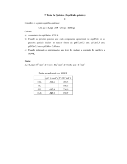 3&ordm; Teste de Qu&iacute;mica (Equilibrio qu&iacute;mico) I