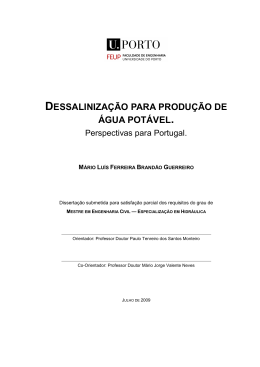 dessalinização para produção de água potável.