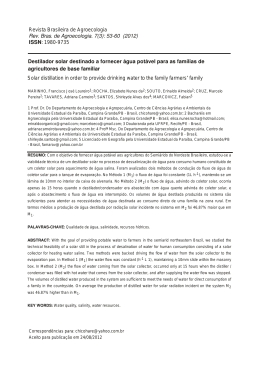 Destilador solar destinado a fornecer &aacute;gua pot&aacute;vel para as fam&iacute;lias