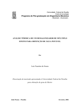 AN&Aacute;LISE T&Eacute;RMICA DE UM DESSALINIZADOR DE