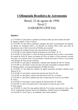 I Olimp&iacute;ada Brasileira de Astronomia Brasil, 22 de agosto de