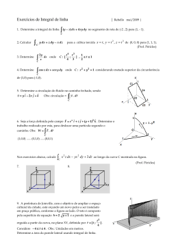 Exerc&iacute;cios de Integral de linha