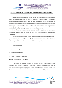 ORIENTA&Ccedil;&Otilde;ES PARA EXERC&Iacute;CIO E PROVA PR&Aacute;TICO