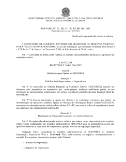 Portaria SECEX N&ordm; 23/2011 - Minist&eacute;rio do Desenvolvimento