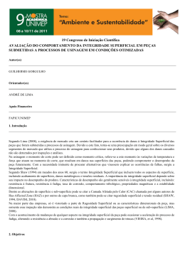 avalia&ccedil;&atilde;o do comportamento da integridade superficial em pe&ccedil;as