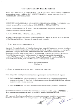 Convenção Coletiva De Trabalho 2015/2016