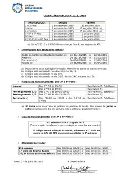 do Calend&aacute;rio Escolar 2015/2016