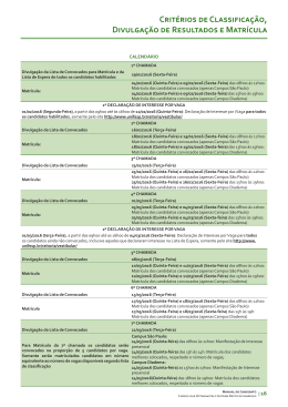 Calendário do vestibular 2016