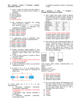 2011 &ndash; Qu&iacute;mica &ndash; 1&ordf; S&eacute;rie &ndash; 1&ordm; Trimestre &ndash; Tarefa01: Introdu&ccedil;&atilde;o &agrave;