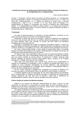 Licita&ccedil;&atilde;o dos servi&ccedil;os de telefonia pela Administra&ccedil;&atilde;o P&uacute;blica