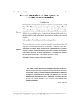 Desafios Hermen&ecirc;uticos para a Teoria da Constitui&ccedil;&atilde;o
