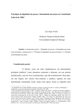 Princ&iacute;pios da dignidade da pessoa e humanidade das penas na