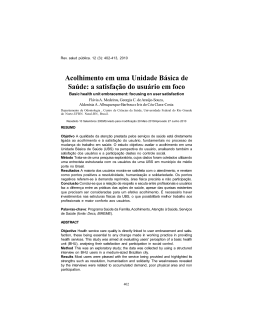 Acolhimento em uma Unidade B&aacute;sica de Sa&uacute;de: a