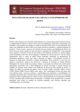 INCLUS&Atilde;O ESCOLAR DE UMA CRIAN&Ccedil;A COM