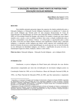 A EDUCAÇÃO INDÍGENA COMO PONTO DE PARTIDA PARA EDUCAÇÃO ESCOLAR