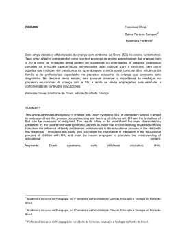 Alfabetiza&ccedil;&atilde;o da crian&ccedil;a com s&iacute;ndrome de Down