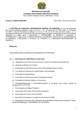 Portaria n&ordm; 629/2015/GR/UNIR