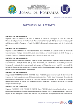PORTARIAS DA REITORIA - Universidade Federal de Uberl&acirc;ndia
