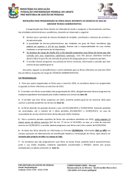instru&ccedil;&otilde;es para programa&ccedil;&atilde;o de f&eacute;rias anual 2016