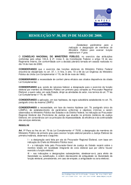 RESOLUÇÃO Nº 30, DE 19 DE MAIO DE 2008.